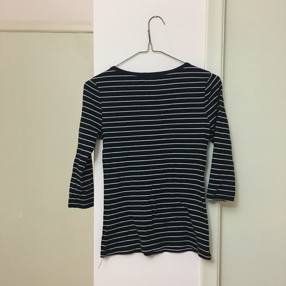 Striped Blue and White Top with Buttons - Picture 2 of 5